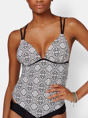 NWOT Hula Honey Black and White Aztec Swim Top, Size S, MSRP $30